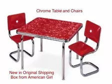 NEW! AMERICAN GIRL Doll Molly’s Chrome Table And Chairs-Intro. 2000/Retired 2013