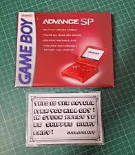 NEW Gameboy Advance SP Flame Red Western Version *100% UN-USED*