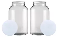 One Gallon Wide Mouth Glass Jar with Solid Lid-Set of 2