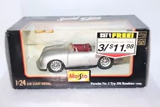 1990's Silver Porsche No. 1 Typ 356 1948 Roadster Maisto 1:24 Diecast Car