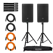 JBL Professional EON715 15" EON 700 Bluetooth DJ PA Speakers Pair w Stands