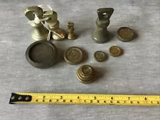 VINTAGE ANTIQUE BRASS WEIGHTS FOR SCALES JOB LOT RARE UNUSUAL OLD