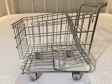 Vintage Small Sz Chrome Metal Shopping Cart w/Rolling Wheels EXCELLENT Condition