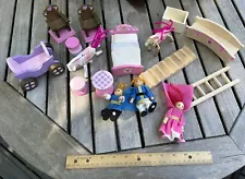 Kidcraft Wooden Dollhouse Furniture Lot Rooms Stairs People Horses Carriage 16