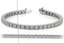 10.2 carat Antique Deco Diamond Tennis 18k Gold Bracelet 34 x 0.30 ct GIA E-F VS