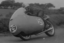 Moto Guzzi 350cc factory racer Derel Ennet 1956 Ulster Grand Prix motorcycle