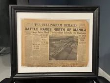 WW2 Era Newspaper Framed January 1, 1942 Authentic Military War History