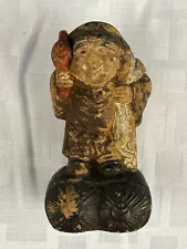 Vintage or Antique Japanese Carved Painted Wood Daikokuten God Figure 3”