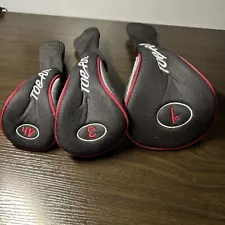 Top Flight XL 3 Wood, Driver And 4h Golf Club Head Cover Black Red Grey New