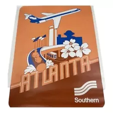 ORIGINAL Vintage Airline travel Poster, Southern‎ Airways, ATLANTA GEORGIA 70s