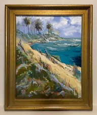 D. David Ainsley, Oil on Canvas, 21" x 25", "Flowers on the Cliffside" OOAK