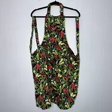 Now Designs Cotton Kitchen Apron Red Green Chili Peppers