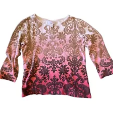 Sale! Pima Cotton Luxury Charter Club 3/4 Sleeve Pink Ombre Top Petite PP