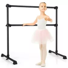 4FT Portable Double Freestanding Ballet Barre Dancing Stretching Black