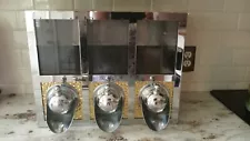 3 Compartment SS Industrial Coffee Bean Storage Dispensers Hammered Front