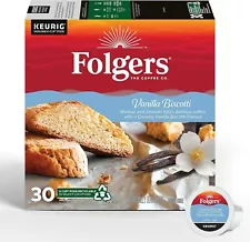 Folgers Vanilla Biscotti Flavoured Coffee, Single-Serve K-Cup Pods Keurig 30 Ct.