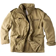 Surplus Paratrooper Winter Jacket Mens M65 Military Army Warm Coat Beige Washed