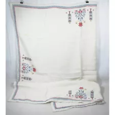 SALE TODAY Ukrainian Art Tablecloth Embroidered Vintage Linen Folk Art 40 X 40