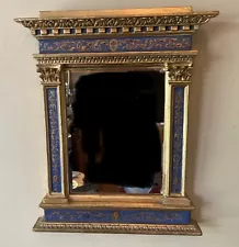 VINTAGE FLORENTINE Tabernacle GOLD LEAF Polychrome WOOD MIRROR Frame For 9x7