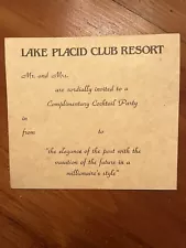 RARE VINTAGE LAKE PLACID CLUB COCKTAIL PARTY INVITATION-NEVER USED