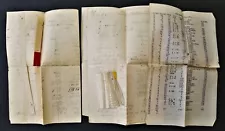 1905 antique LOOM original RIBBON textiles attached to Handwritten SPEC SHEETS