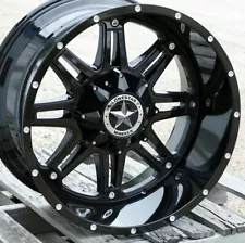 22" Gloss Black Lonestar Offroad Outlaw Wheels 22x12 5x150 -44mm Toyota Tundra