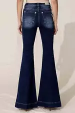 New! Women's Miss Me Dark wash HIGH RISE FLARE JEANS Contrast stitching 10 SIZES