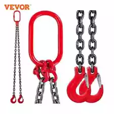 5FT Lifting Chain Sling with Grab Hooks& 3/8"x 5' Double Legs 4T/8800lb Capacity