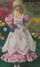 vint, Spring Pinafore Gown for 11 1/2" fashion Doll crochet pattern instructions