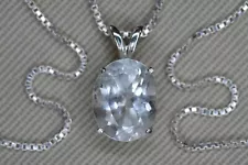 BLOWOUT SALE! 2.70 Carat Aquamarine Necklace Sterling Silver Solitaire Pendant