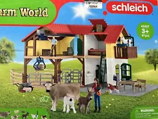 Schleich Farm World Stable Barn House Playset 42407 Missing Cat/Goat