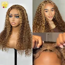 5/27 Highlight Honey Blonde Curly Pre Cut Wear and Go Glueless Wig Human Hair