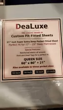 NEW DeaLuxe 21” Fitted Sheet For 17”-23” Deep mattress, Queen size -Light Blue