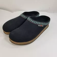 Haflinger Grizzly Franzl Unisex Womens 8 Black Wool Slippers Clogs