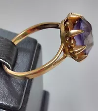 Royal!Alexandrite Last Century GOLD 14K ring Stamp 583 USSR Antique