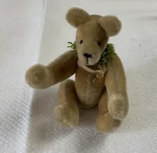 Hand Made Miniature Teddy Bear, Fully Jointed, Gold, Velvet