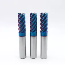 6/8/10/12mm 6 Flute Carbide End Mill CNC Milling Cutter HRC68 Nano Blue Coating