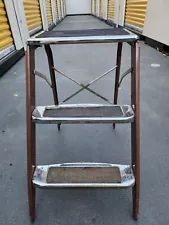 Vintage Short Folding Metal Step Ladder Stepladder Stool Plant Stand