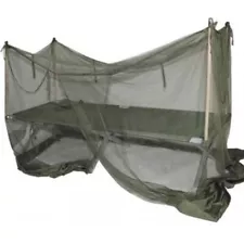 British Army Mosquito Net & Wooden Poles for Issued Cot Bed Military 2m x 2 x 1m