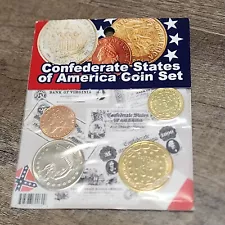 USA Civil War Replica Confederate Currency Coin Set With Informative Card Wallet