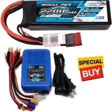 NHX Muscle Pack 3S 11.1V 2200mAh 25C Lipo Battery w/ DEANS / EZ6 Charger