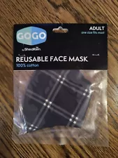 GoGo Reusable Face Mask Adult Size 100% cotton (Inside pocket for filter) NEW