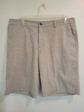 Adidas Golf Mens Size 38 Brown And White Plaid Golf Shorts EUC