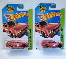 Hot Wheels 71 Datsun Bluebird 510 Wagon Red #206 HW Workshop Lot Of 2 For Sale