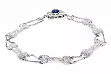 $12,500 3.85CT ANTIQUE ART DECO NATURAL DIAMOND & SAPPHIRE BAR BRACELET PT/GOLD