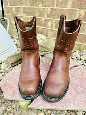 Cebu soft leather comfort 3 work boots cafe size 8.5 D Pull On Fast Shipping