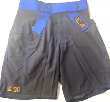 OTM Fight Shop On the Mat MMA Fighting Shorts Men's Sz 30 Black Blue Martial Art