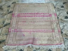 Vintage Turkish Rug | Anatolian Handmade Antique Wool Farmhouse Soumak 3.2x4.19