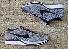 NEW RARE 2015 MEN NIKE FLYKNIT RACER OREO 1.0 BLACK & WHITE [526628-101] 9.0 US