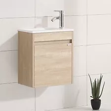 16" Bathroom Vanity Wall Mounted Cabinet w/Sink Faucet Combo for Small Room